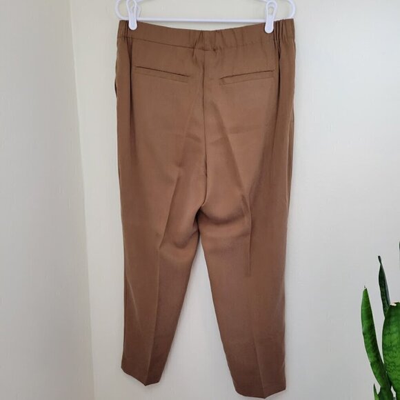 Chico's Front Pleated Skimmer Ankle Pants SZ 10 Tencel Brown Lightweight Flowy - Picture 2 of 9